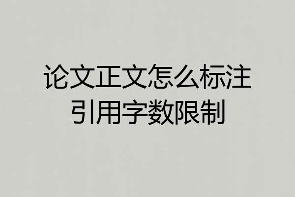 论文正文怎么标注引用字数限制