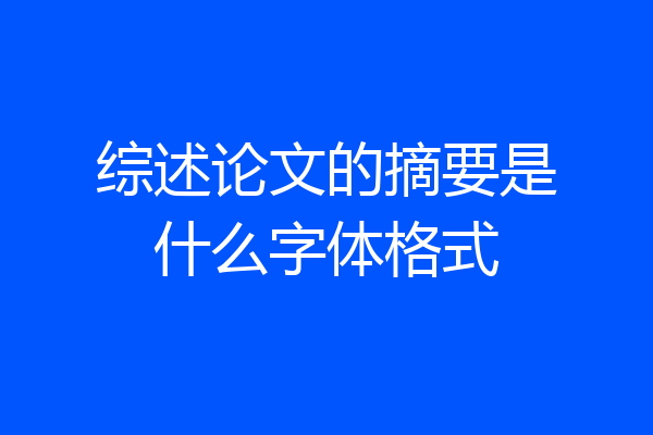 综述论文的摘要是什么字体格式