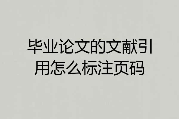 毕业论文的文献引用怎么标注页码
