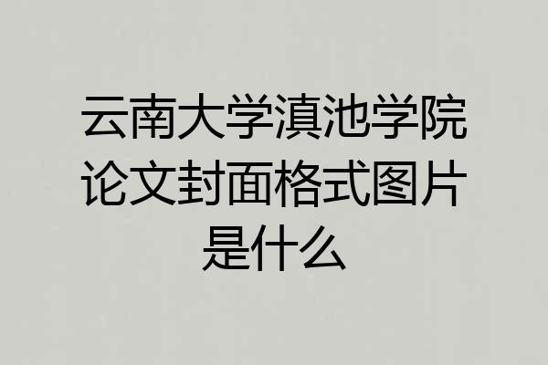 云南大学滇池学院论文封面格式图片是什么