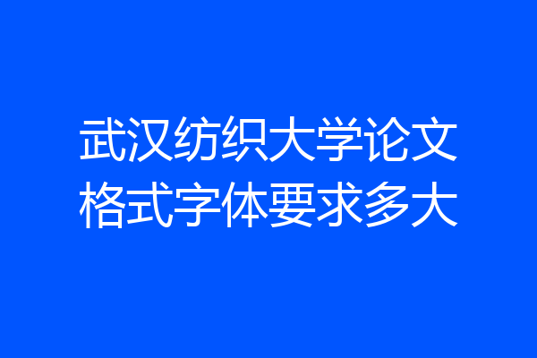 武汉纺织大学论文格式字体要求多大