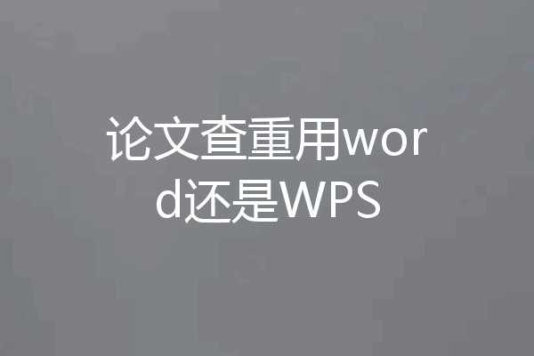 论文查重用word还是WPS