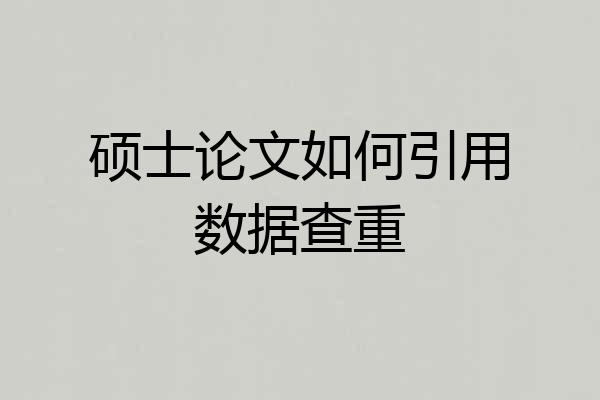 硕士论文如何引用数据查重