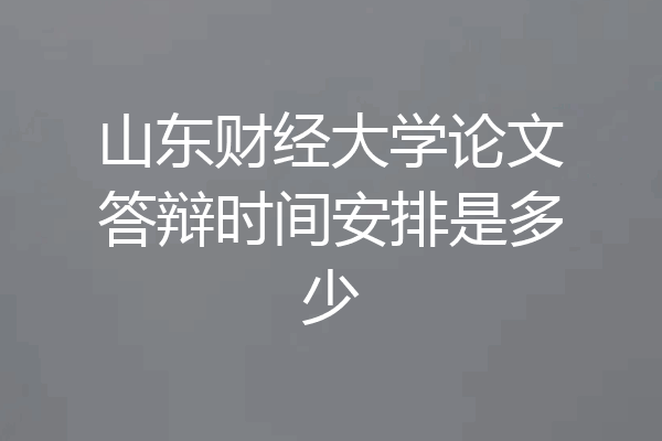 山东财经大学论文答辩时间安排是多少