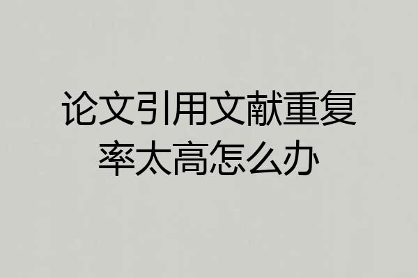 论文引用文献重复率太高怎么办