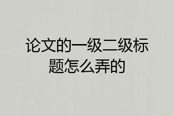 论文的一级二级标题怎么弄的