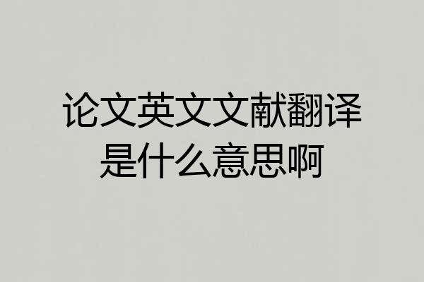 论文英文文献翻译是什么意思啊