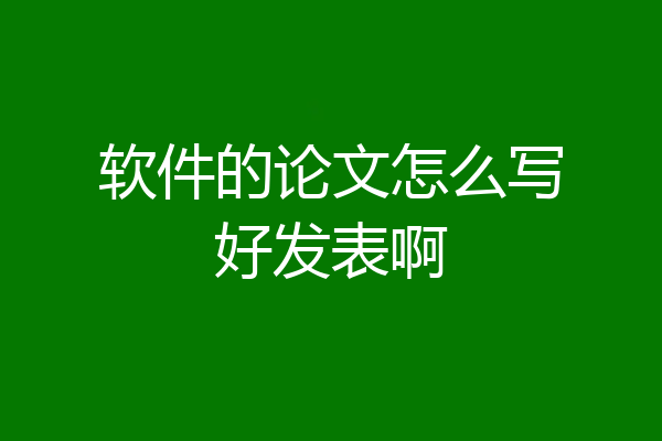 软件的论文怎么写好发表啊