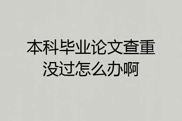 本科毕业论文查重没过怎么办啊
