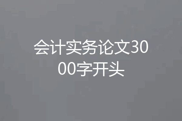 会计实务论文3000字开头