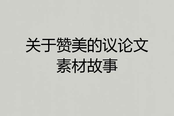 关于赞美的议论文素材故事