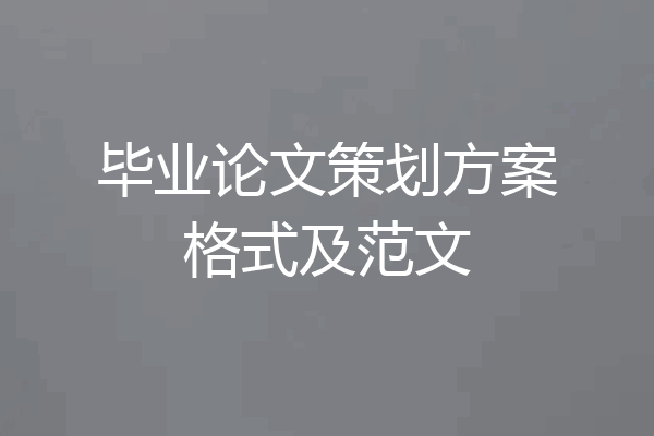 毕业论文策划方案格式及范文