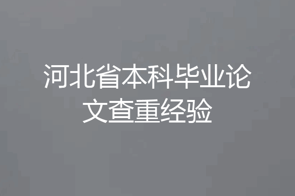 河北省本科毕业论文查重经验