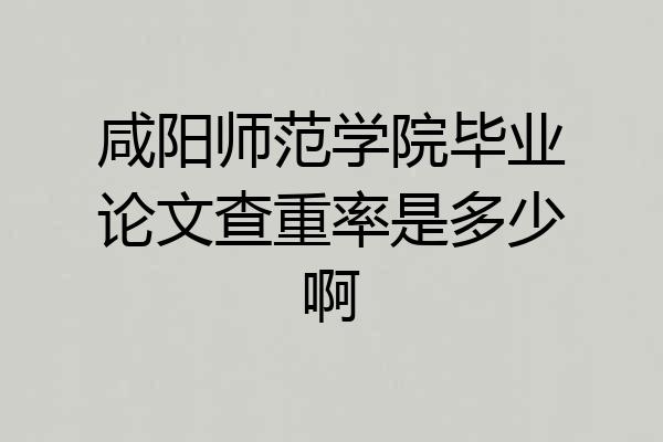 咸阳师范学院毕业论文查重率是多少啊