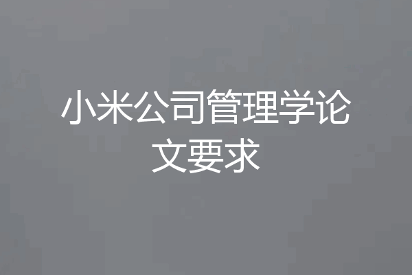 小米公司管理学论文要求