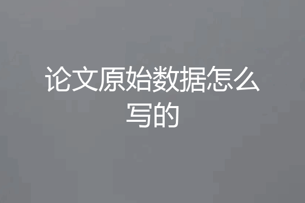 论文原始数据怎么写的