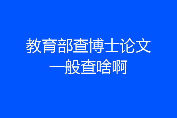 教育部查博士论文一般查啥啊