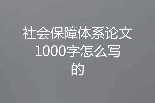 社会保障体系论文1000字怎么写的