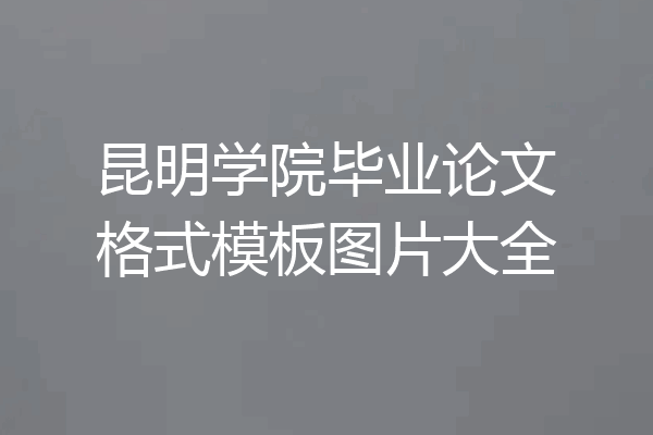 昆明学院毕业论文格式模板图片大全