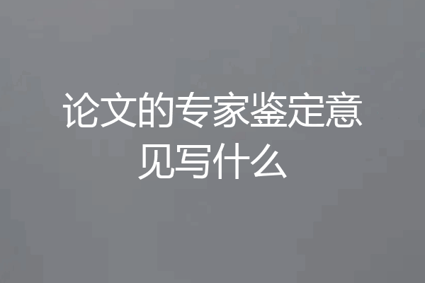 论文的专家鉴定意见写什么
