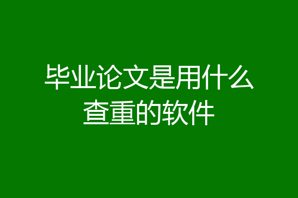 毕业论文是用什么查重的软件