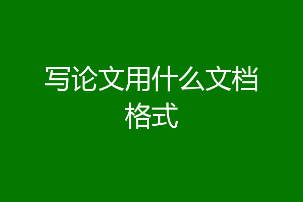 写论文用什么文档格式