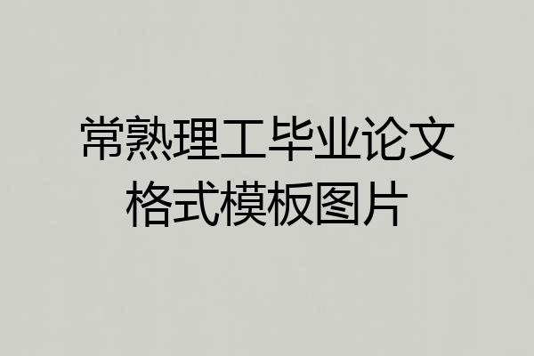 常熟理工毕业论文格式模板图片
