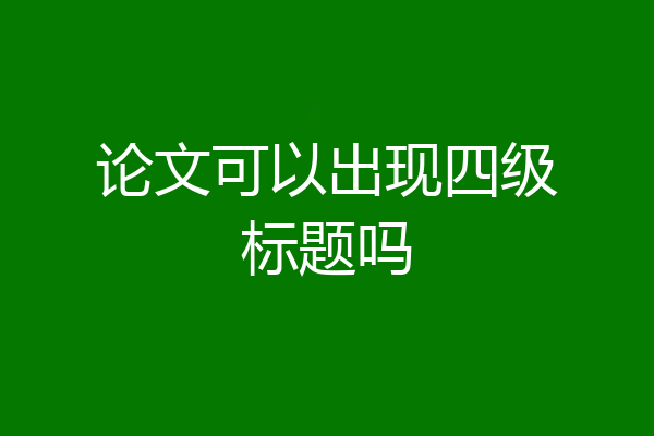 论文可以出现四级标题吗