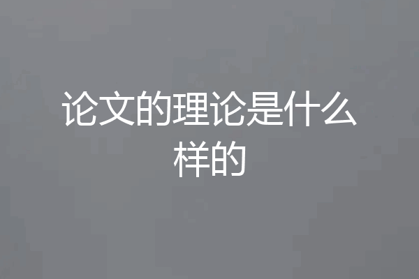 论文的理论是什么样的