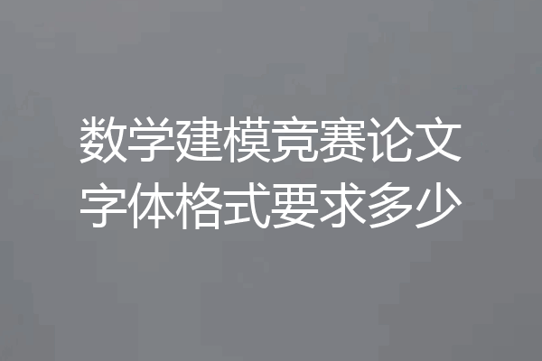数学建模竞赛论文字体格式要求多少