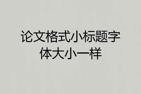 论文格式小标题字体大小一样