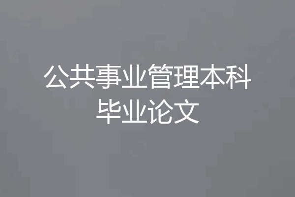 公共事业管理本科毕业论文