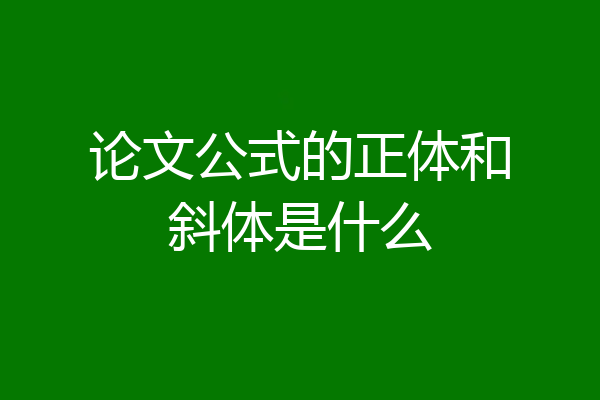 论文公式的正体和斜体是什么