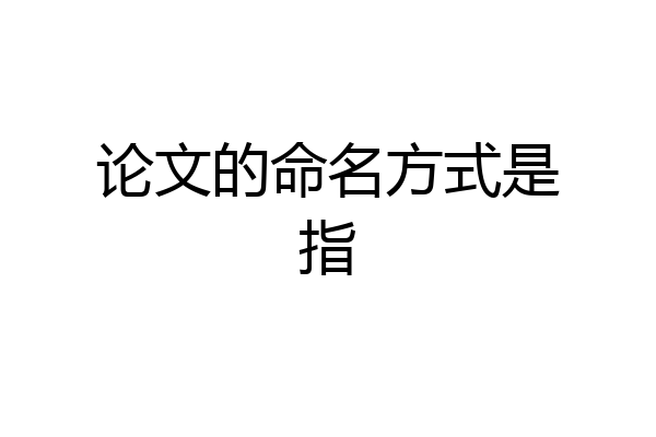 论文的命名方式是指