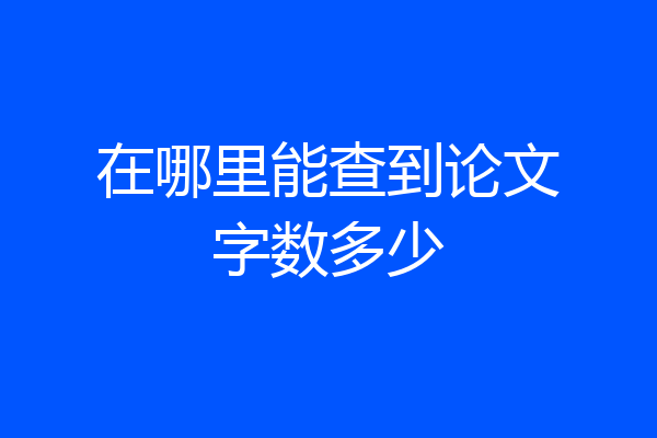 在哪里能查到论文字数多少