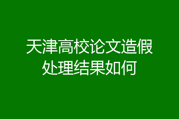 天津高校论文造假处理结果如何