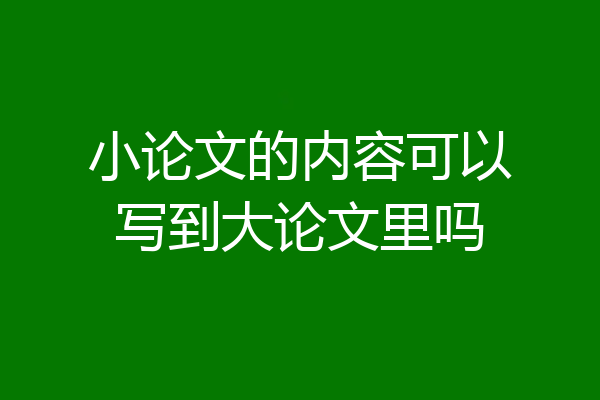 小论文的内容可以写到大论文里吗