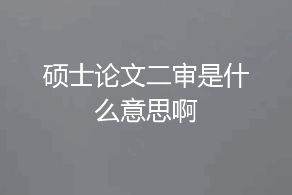 硕士论文二审是什么意思啊