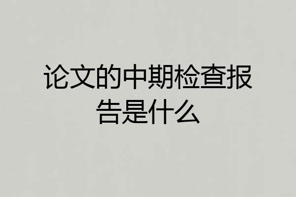 论文的中期检查报告是什么
