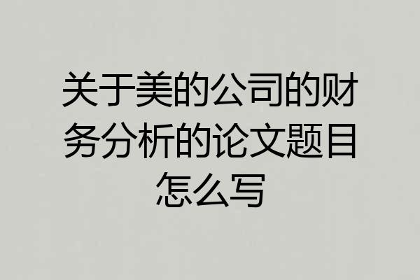 关于美的公司的财务分析的论文题目怎么写