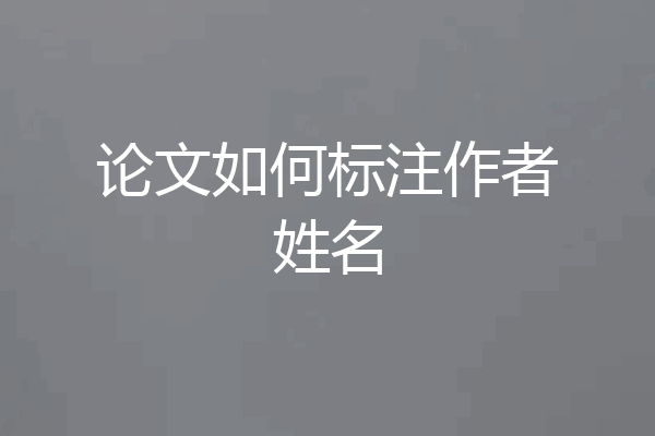 论文如何标注作者姓名
