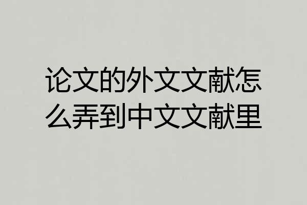 论文的外文文献怎么弄到中文文献里