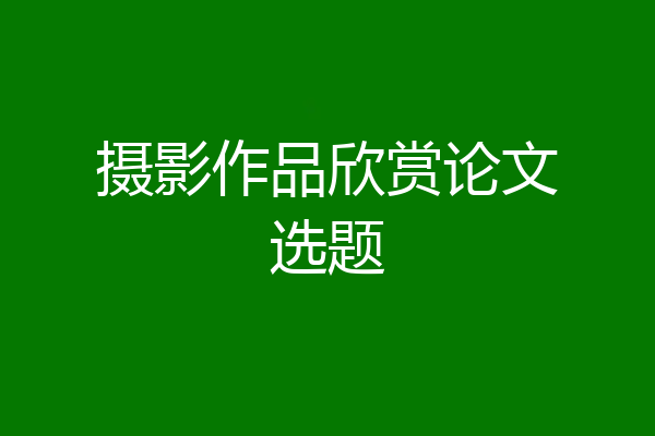 摄影作品欣赏论文选题