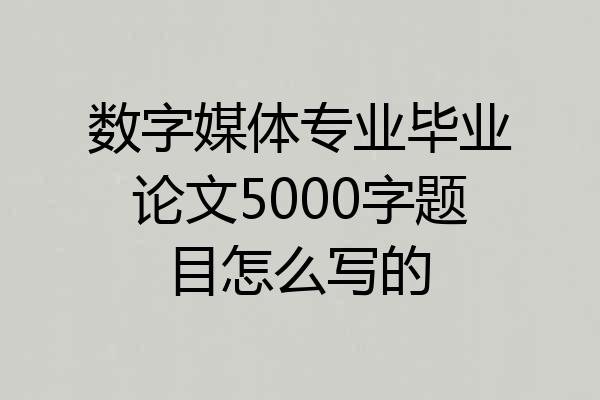 数字媒体专业毕业论文5000字题目怎么写的