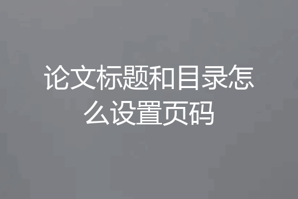 论文标题和目录怎么设置页码