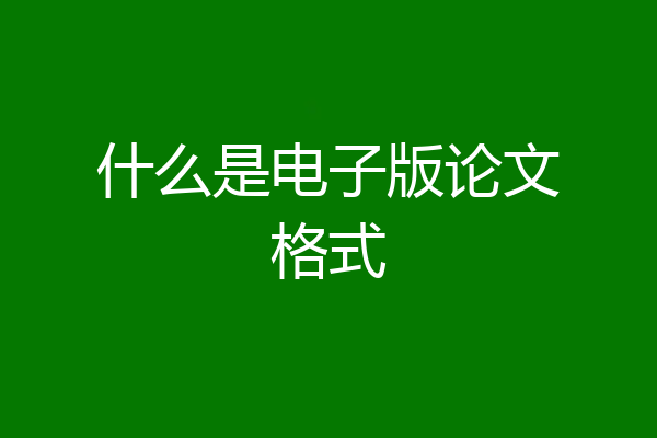 什么是电子版论文格式