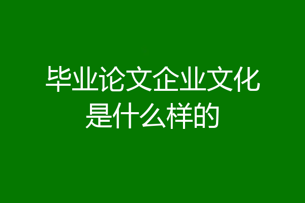 毕业论文企业文化是什么样的