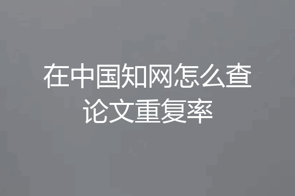 在中国知网怎么查论文重复率