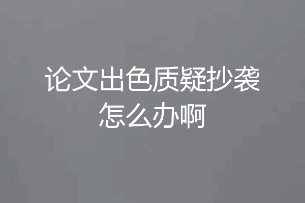 论文出色质疑抄袭怎么办啊