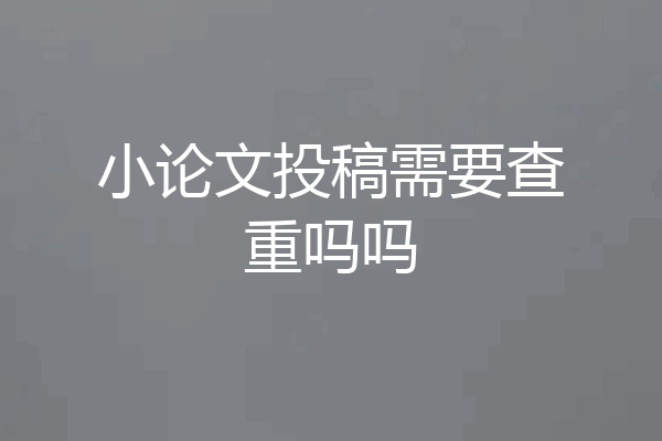 小论文投稿需要查重吗吗